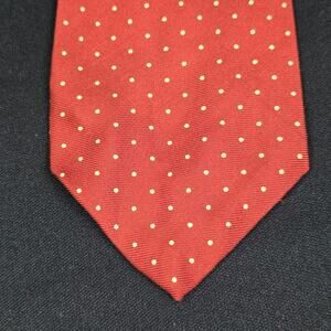 John Weitz Men's Tie Burnt Orange Yellow Polka Dot 100% Silk Made in USA